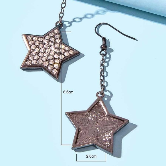 Any 2/$20! Gunmetal Pave Crystal Star Earrings - Picture 5 of 7